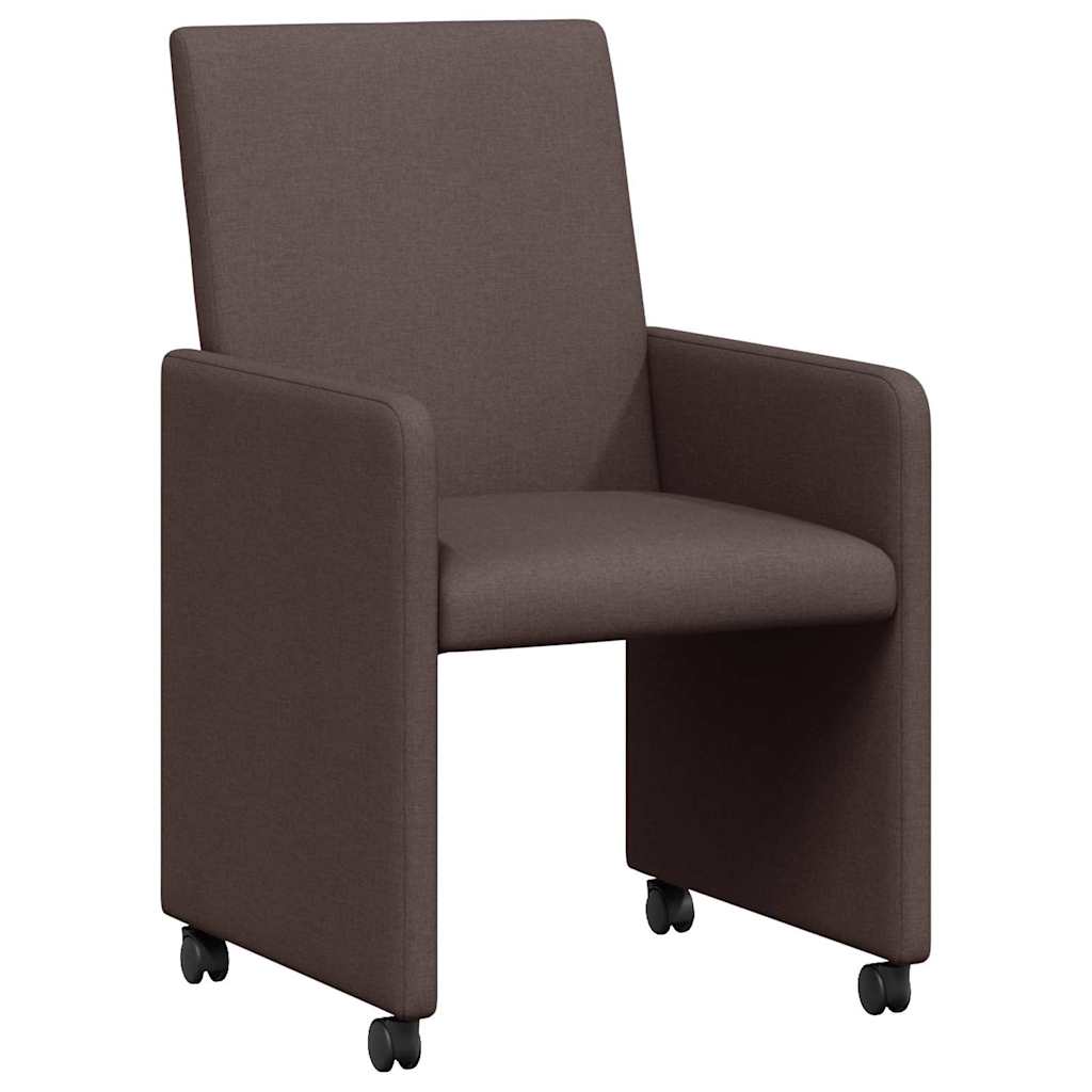 Καρέκλες Φαγητού με Ρόδες 2 pcs Σκούρο Καφέ 57 x 66 x 94 εκ