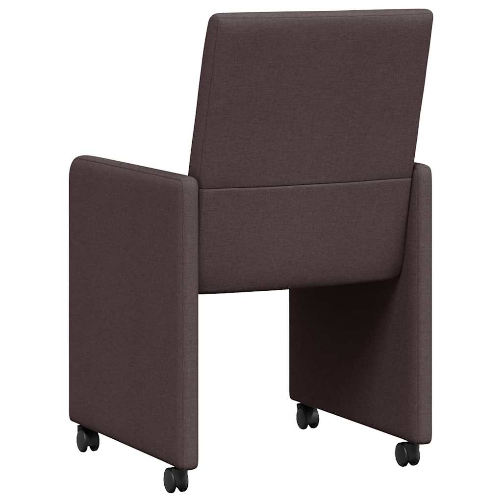 Καρέκλες Φαγητού με Ρόδες 2 pcs Σκούρο Καφέ 57 x 66 x 94 εκ