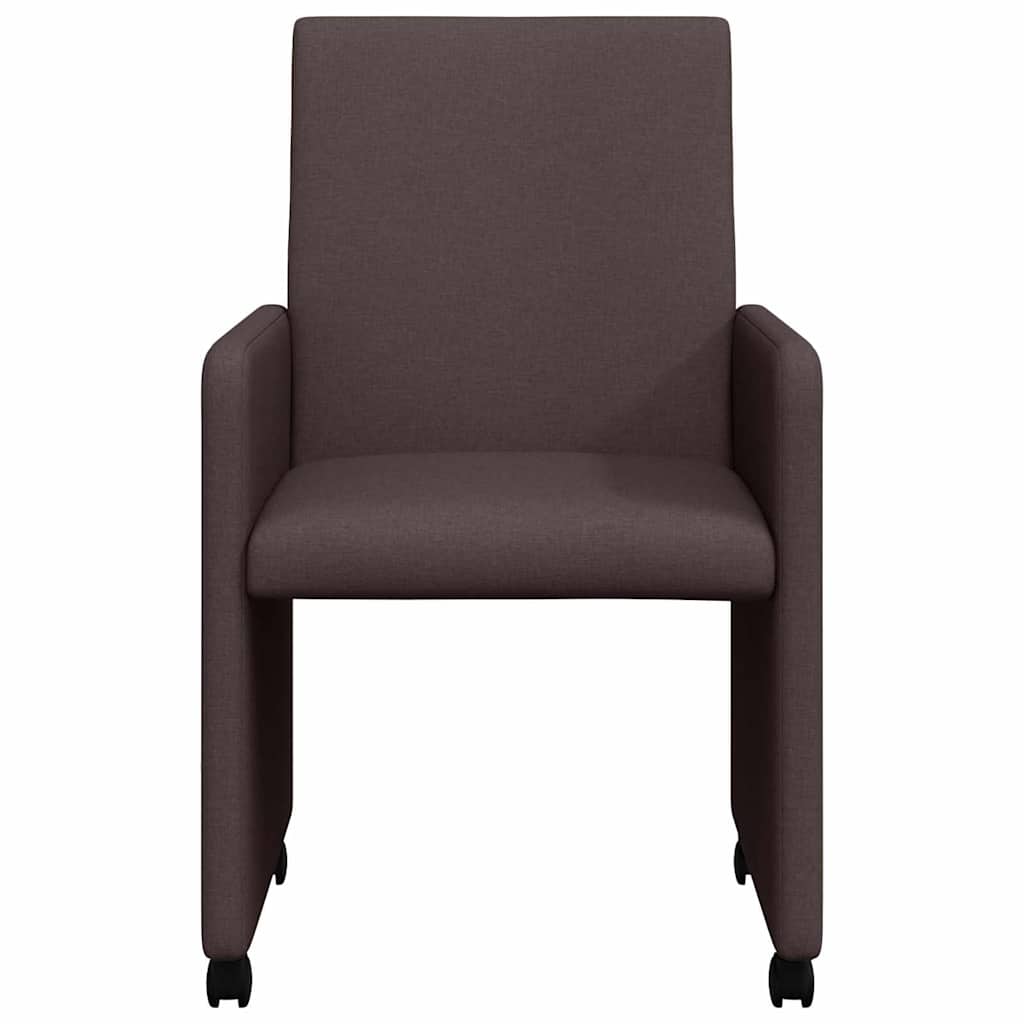 Καρέκλες Φαγητού με Ρόδες 2 pcs Σκούρο Καφέ 57 x 66 x 94 εκ