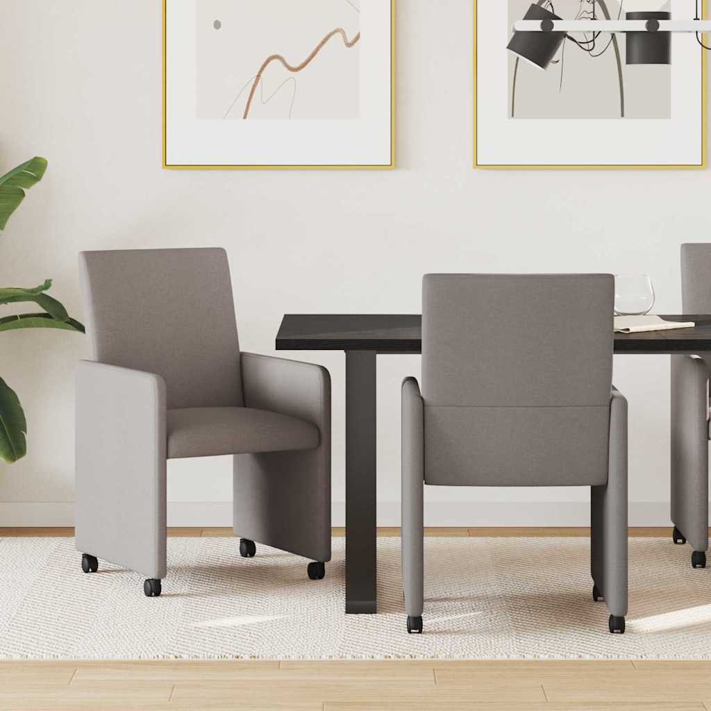 Καρέκλες Φαγητού με Ρόδες 2 pcs Taupe 57 x 66 x 94 εκ ύφασμα - Pakobazaar