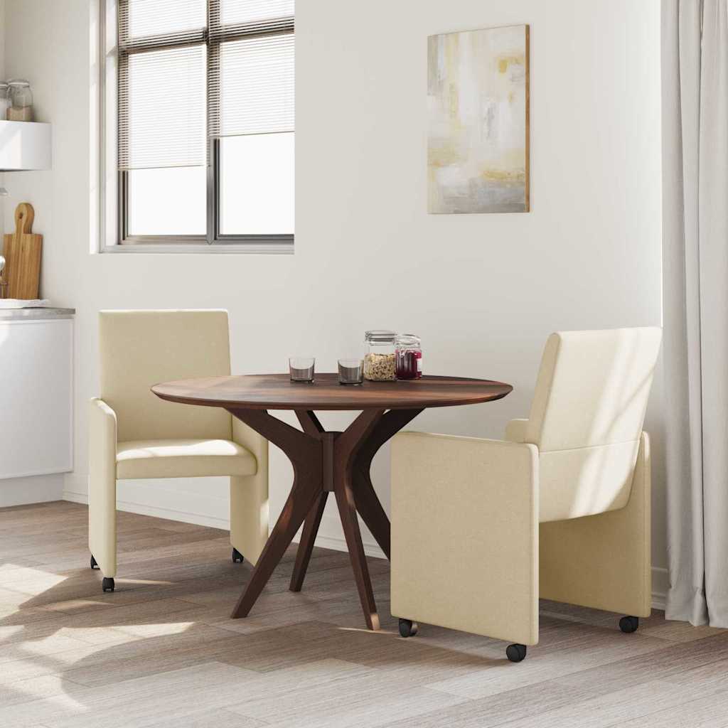 Καρέκλες Φαγητού με Ρόδες 2 pcs Κρεμ 57 x 66 x 94 εκ ύφασμα