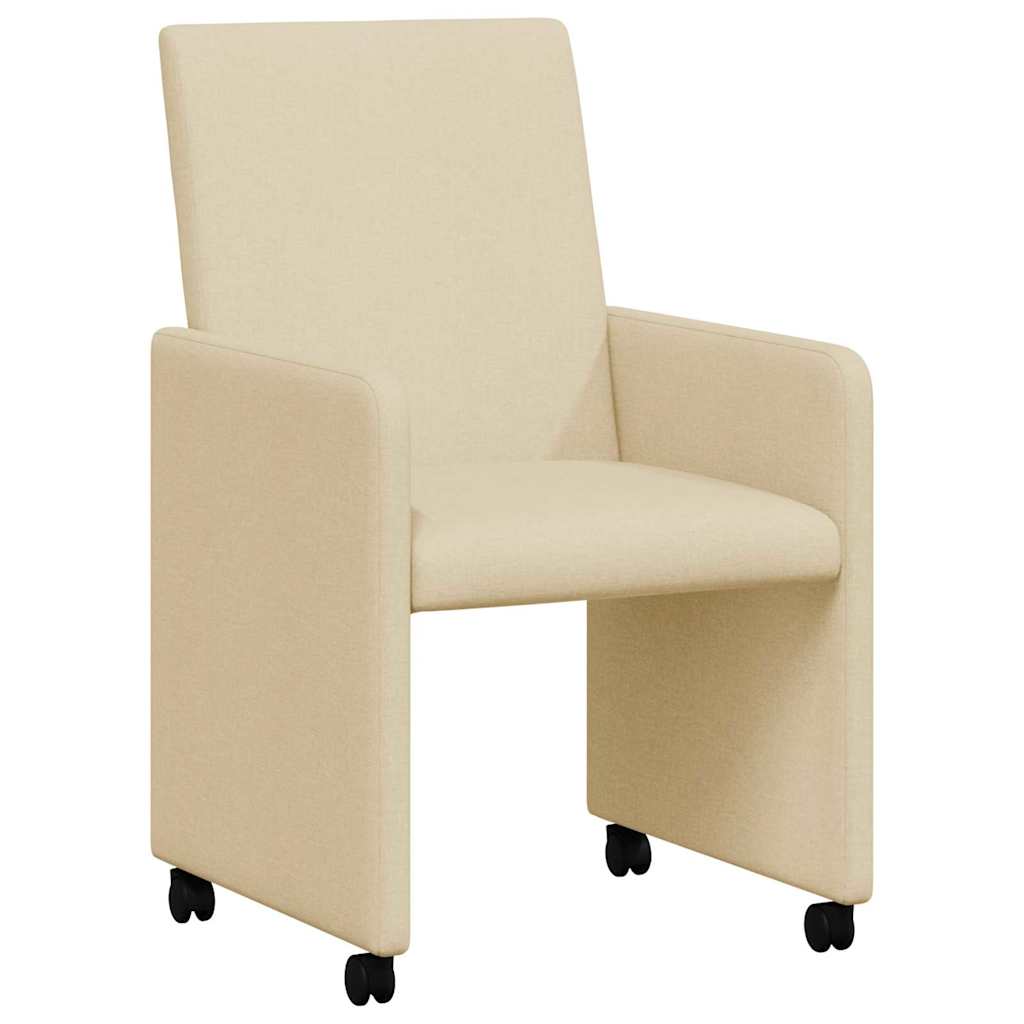 Καρέκλες Φαγητού με Ρόδες 2 pcs Κρεμ 57 x 66 x 94 εκ ύφασμα