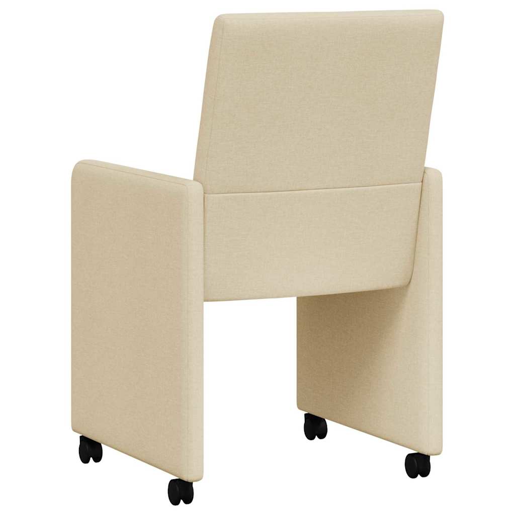 Καρέκλες Φαγητού με Ρόδες 2 pcs Κρεμ 57 x 66 x 94 εκ ύφασμα
