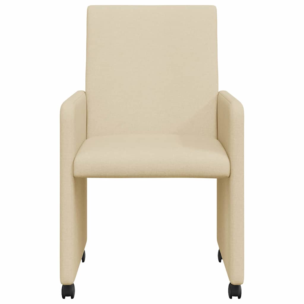 Καρέκλες Φαγητού με Ρόδες 2 pcs Κρεμ 57 x 66 x 94 εκ ύφασμα