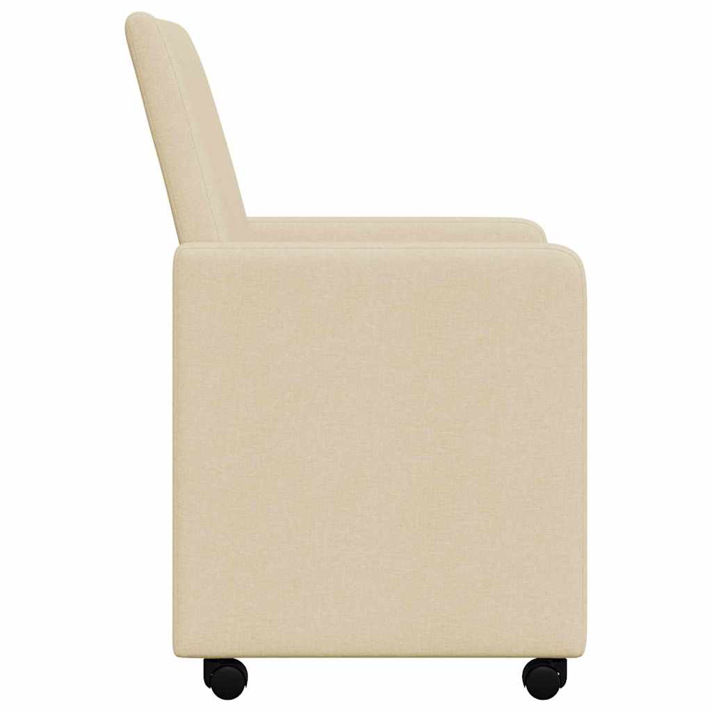 Καρέκλες Φαγητού με Ρόδες 2 pcs Κρεμ 57 x 66 x 94 εκ ύφασμα