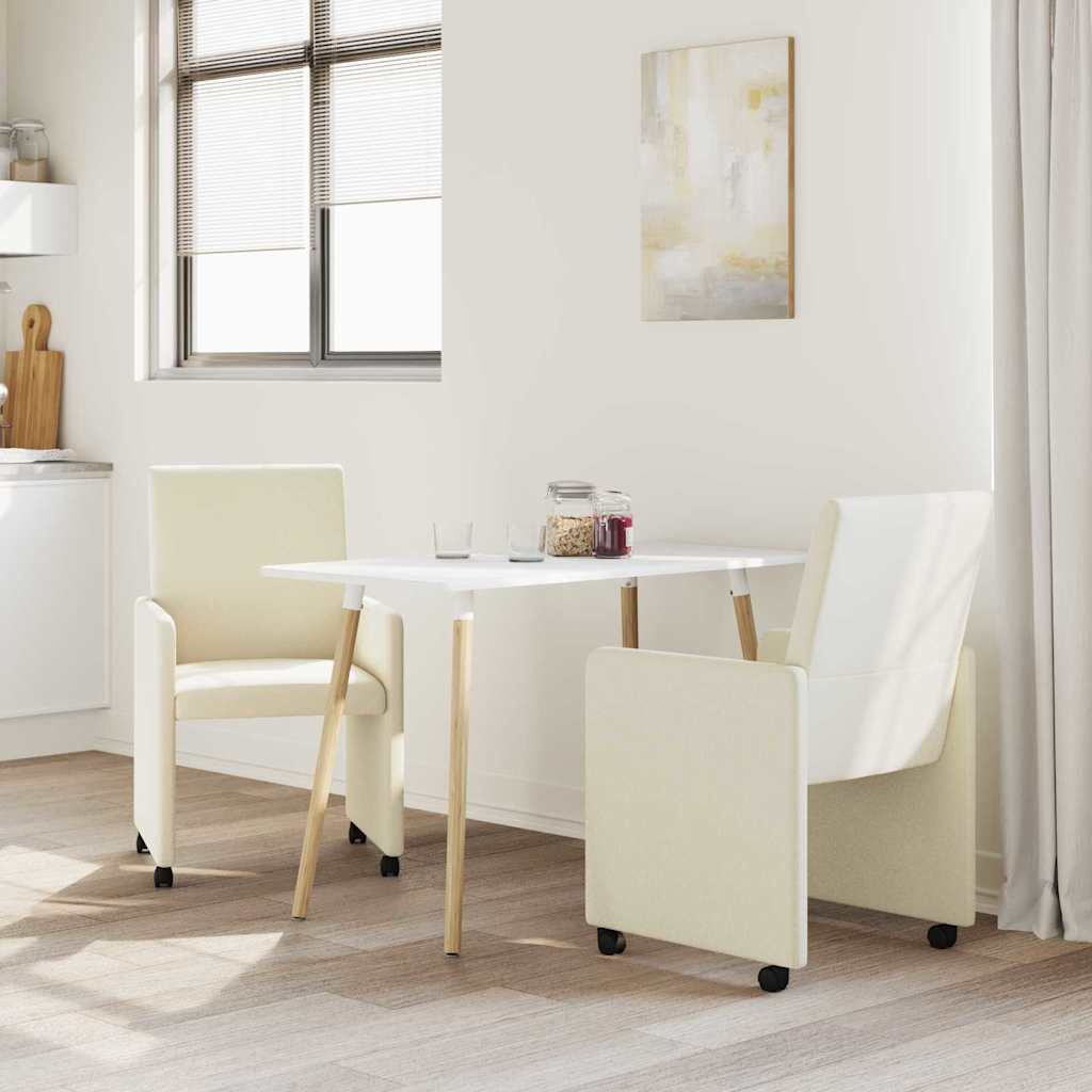 Καρέκλες Φαγητού με Ρόδες με τροχούς 2 pcs Κρεμ 57 x 66 x 94 εκ