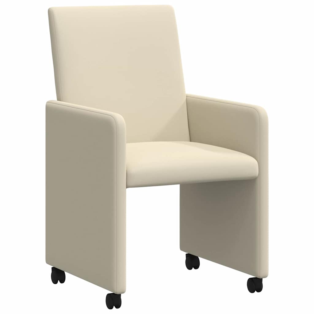 Καρέκλες Φαγητού με Ρόδες με τροχούς 2 pcs Κρεμ 57 x 66 x 94 εκ