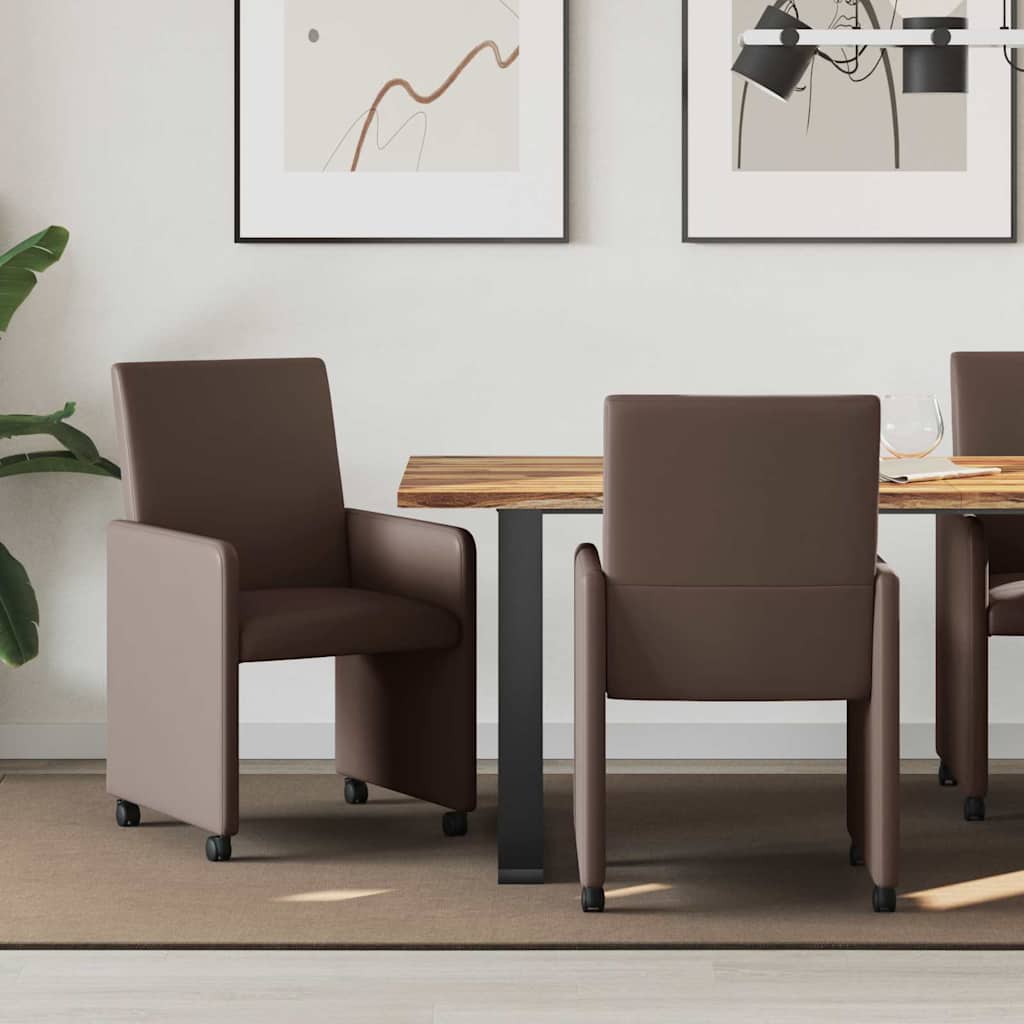 Καρέκλες Φαγητού με Ρόδες με τροχούς 2 pcs Καφέ 57 x 66 x 94 εκ
