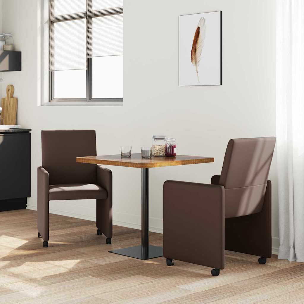 Καρέκλες Φαγητού με Ρόδες με τροχούς 2 pcs Καφέ 57 x 66 x 94 εκ