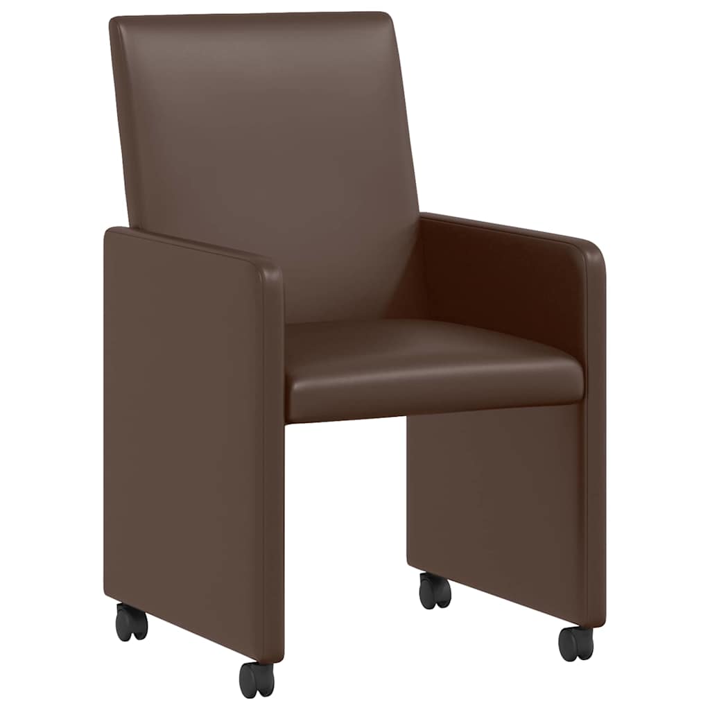 Καρέκλες Φαγητού με Ρόδες με τροχούς 2 pcs Καφέ 57 x 66 x 94 εκ