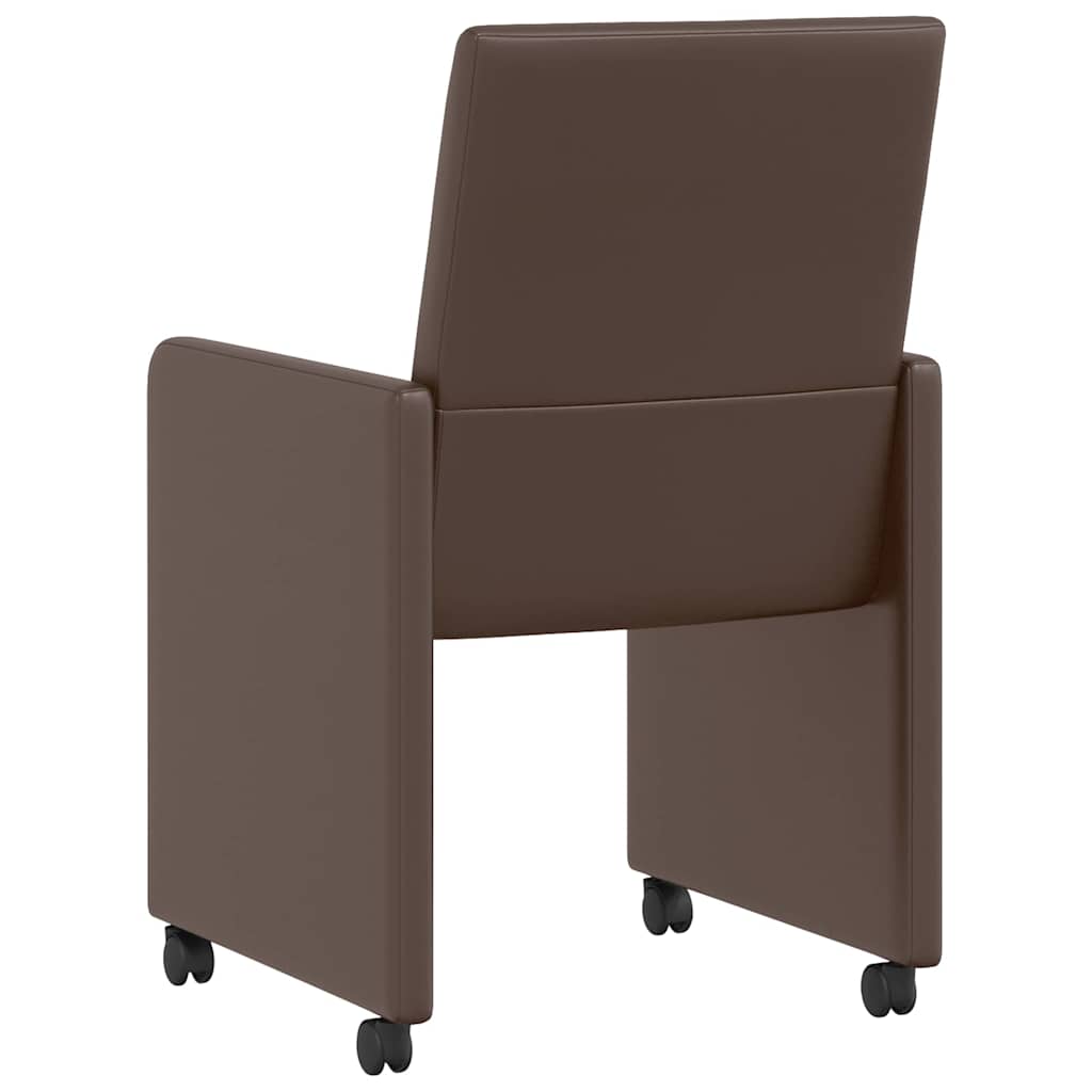 Καρέκλες Φαγητού με Ρόδες με τροχούς 2 pcs Καφέ 57 x 66 x 94 εκ