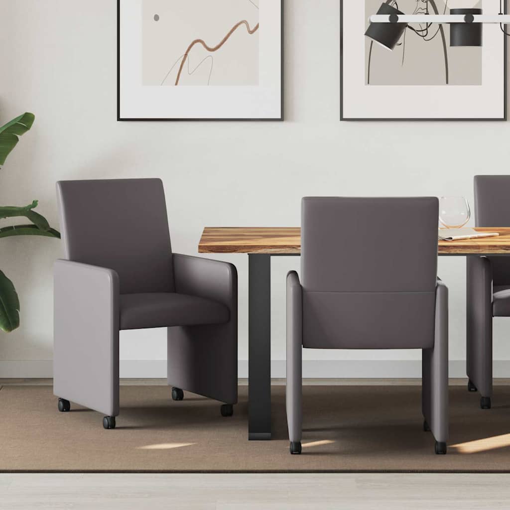 Καρέκλες Φαγητού με Ρόδες με τροχούς 2 pcs Γκρι 57 x 66 x 94 εκ - Pakobazaar