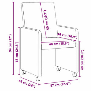 Καρέκλες Φαγητού με Ρόδες με τροχούς 2 pcs Γκρι 57 x 66 x 94 εκ - Pakobazaar