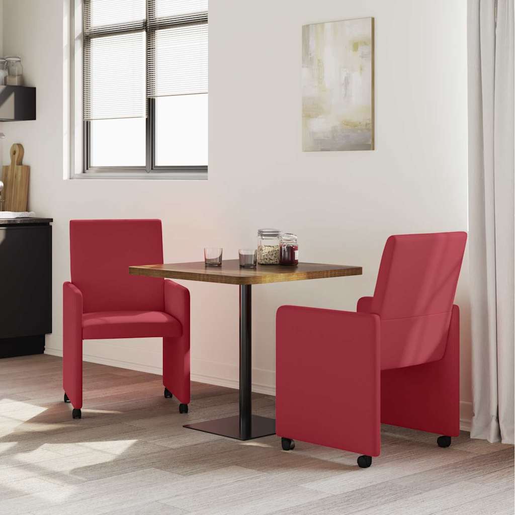Καρέκλες Φαγητού με Ρόδες 2 pcs Μπορντό 57 x 66 x 94 εκ