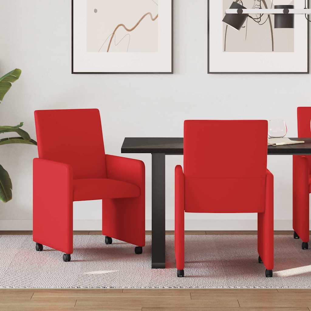 Καρέκλες Φαγητού με Ρόδες 2 pcs Κόκκινο 57 x 66 x 94 εκ