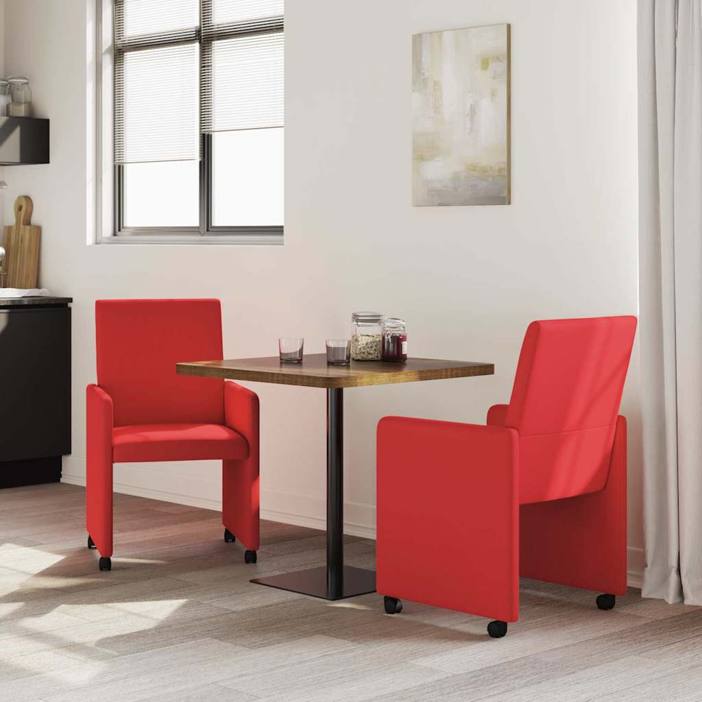 Καρέκλες Φαγητού με Ρόδες 2 pcs Κόκκινο 57 x 66 x 94 εκ