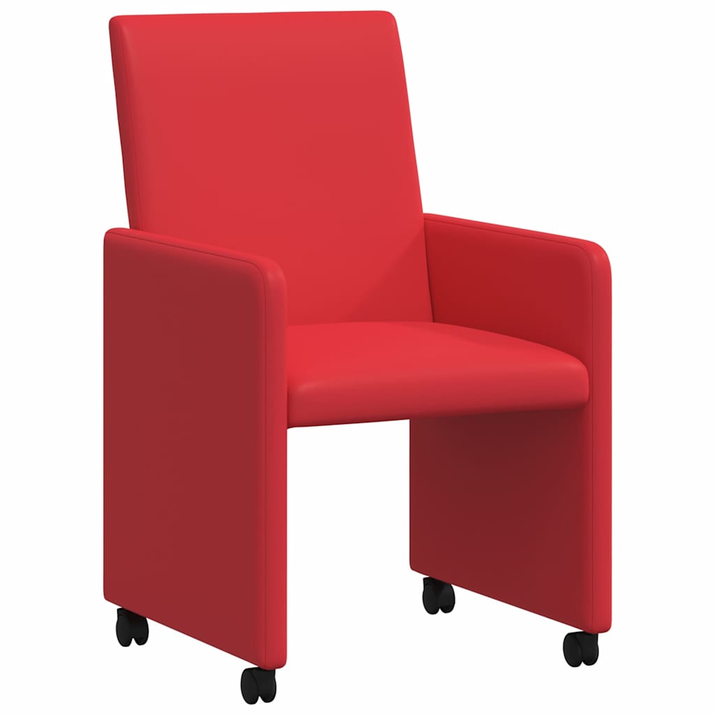Καρέκλες Φαγητού με Ρόδες 2 pcs Κόκκινο 57 x 66 x 94 εκ