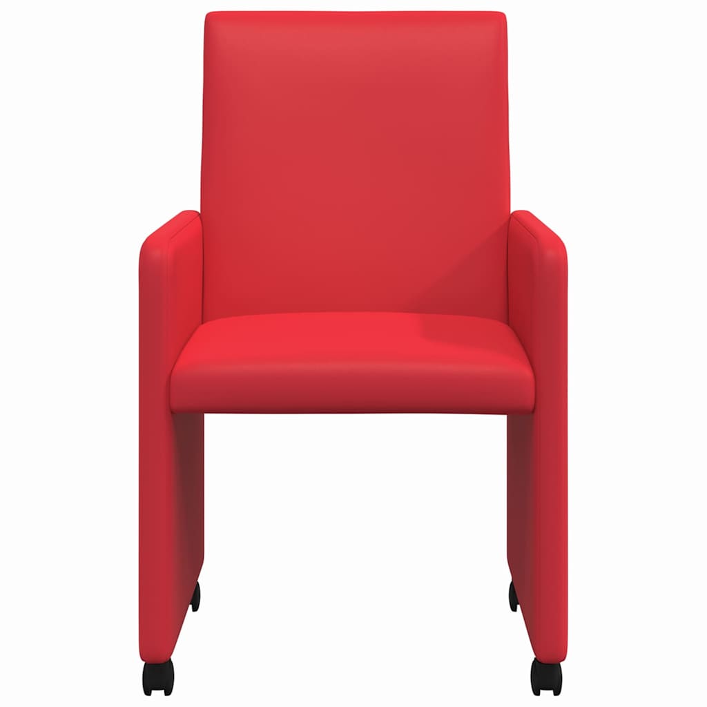 Καρέκλες Φαγητού με Ρόδες 2 pcs Κόκκινο 57 x 66 x 94 εκ