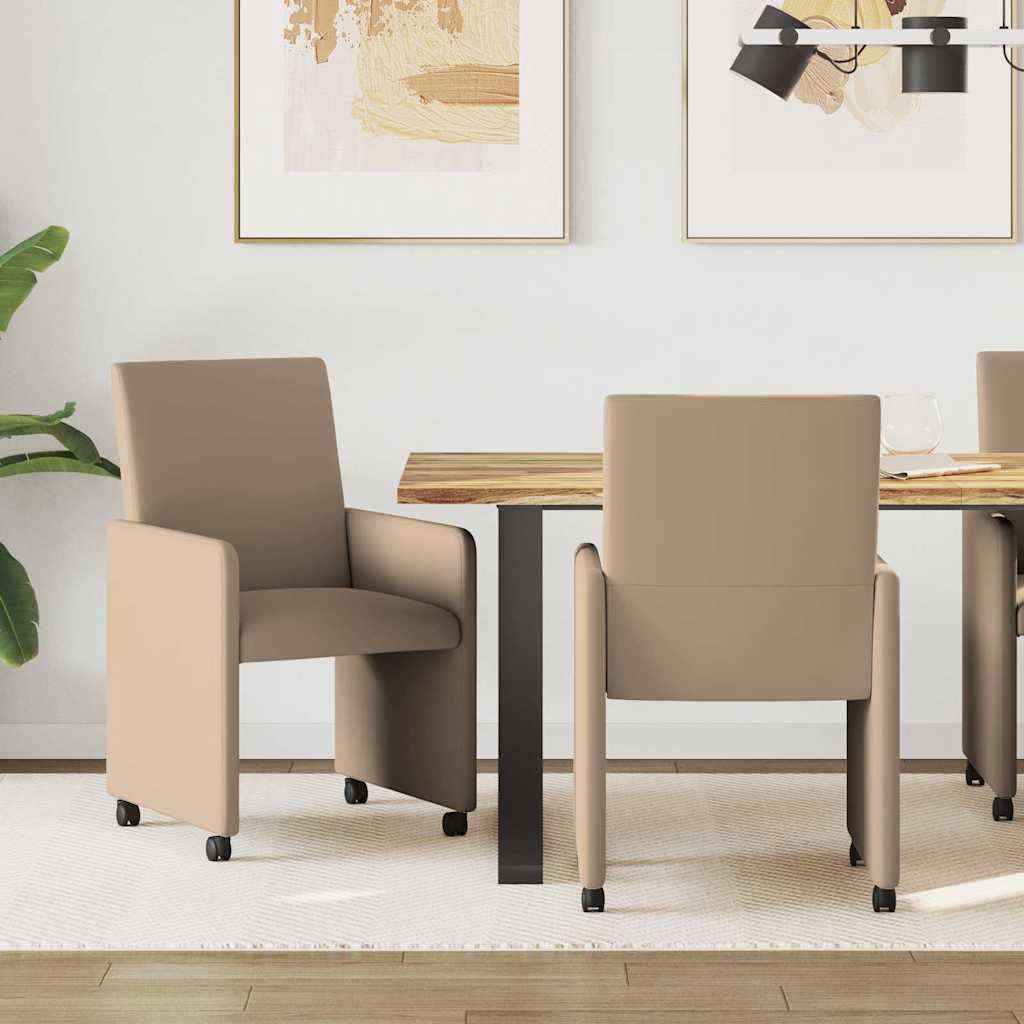 Καρέκλες Φαγητού με Ρόδες 2 pcs Καπουτσίνο 57 x 66 x 94 εκ - Pakobazaar