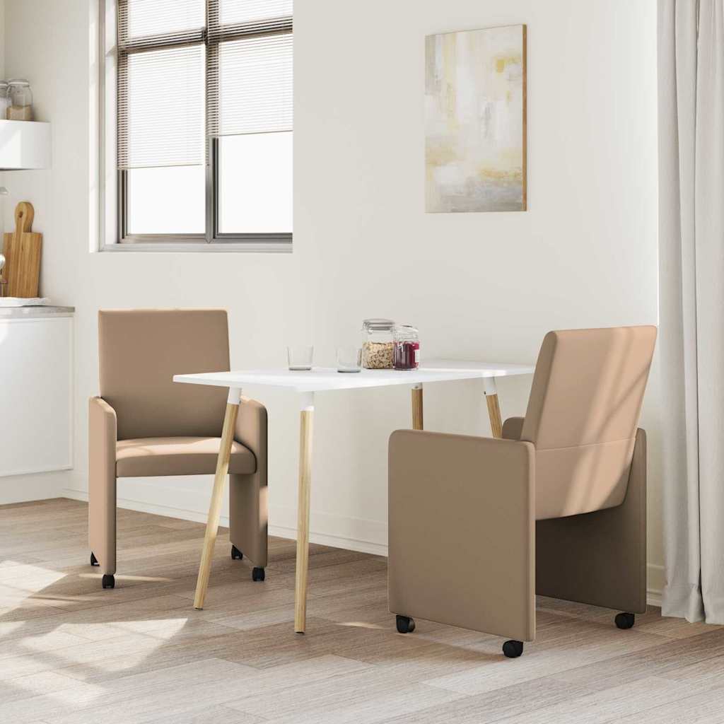 Καρέκλες Φαγητού με Ρόδες 2 pcs Καπουτσίνο 57 x 66 x 94 εκ - Pakobazaar