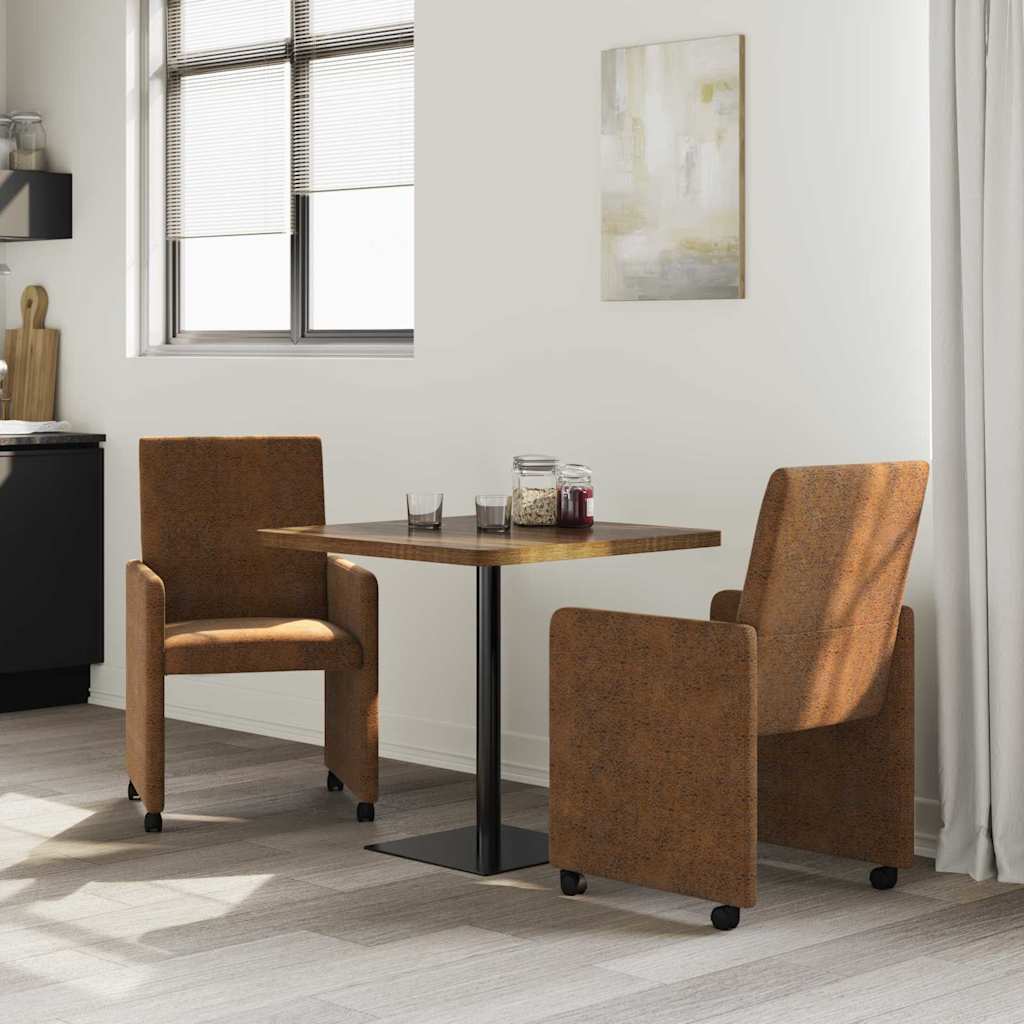 Καρέκλες Φαγητού με Ρόδες με τροχούς 2 pcs Καφέ 57 x 66 x 94 εκ