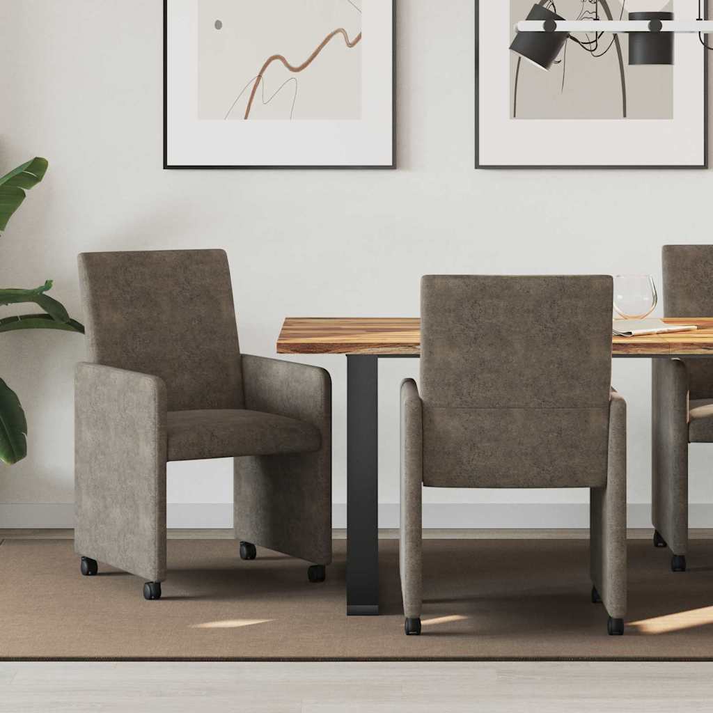 Καρέκλες Φαγητού με Ρόδες 2 pcs Σκούρο γκρι 57 x 66 x 94 εκ