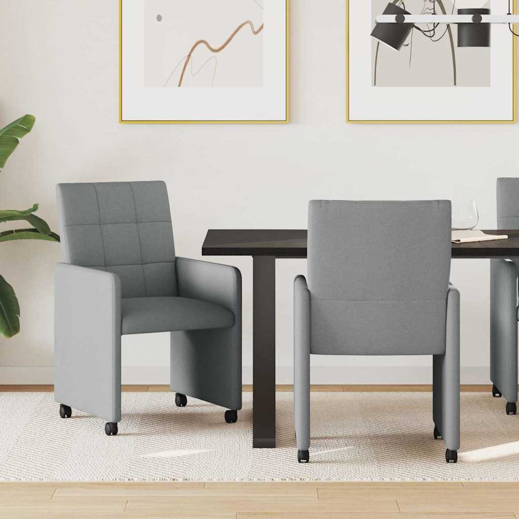 Καρέκλες Φαγητού με Ρόδες 2 pcs Ανοιχτό γκρι 58 x 65 x 94 εκ