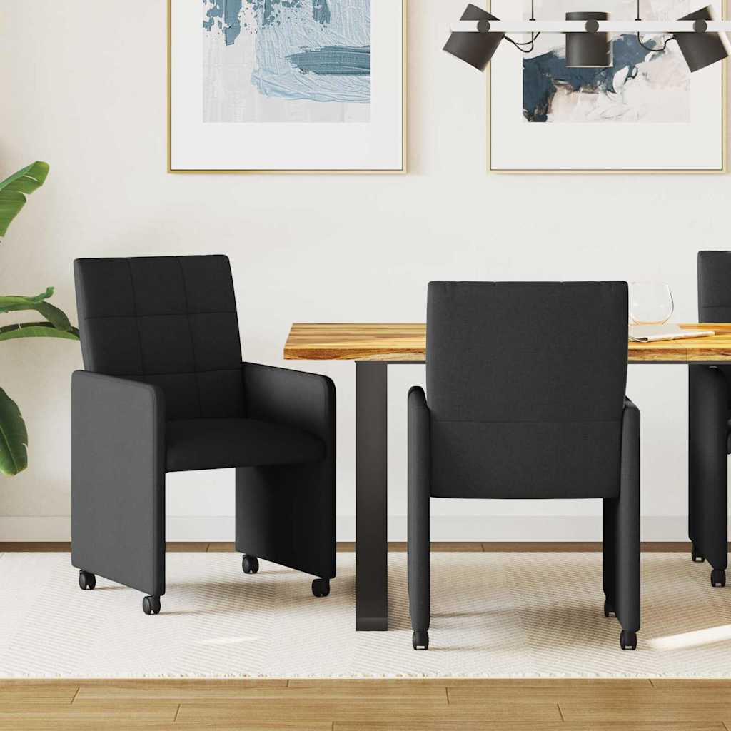 Καρέκλες Φαγητού με Ρόδες 2 pcs Μαύρο 58 x 65 x 94 εκ ύφασμα