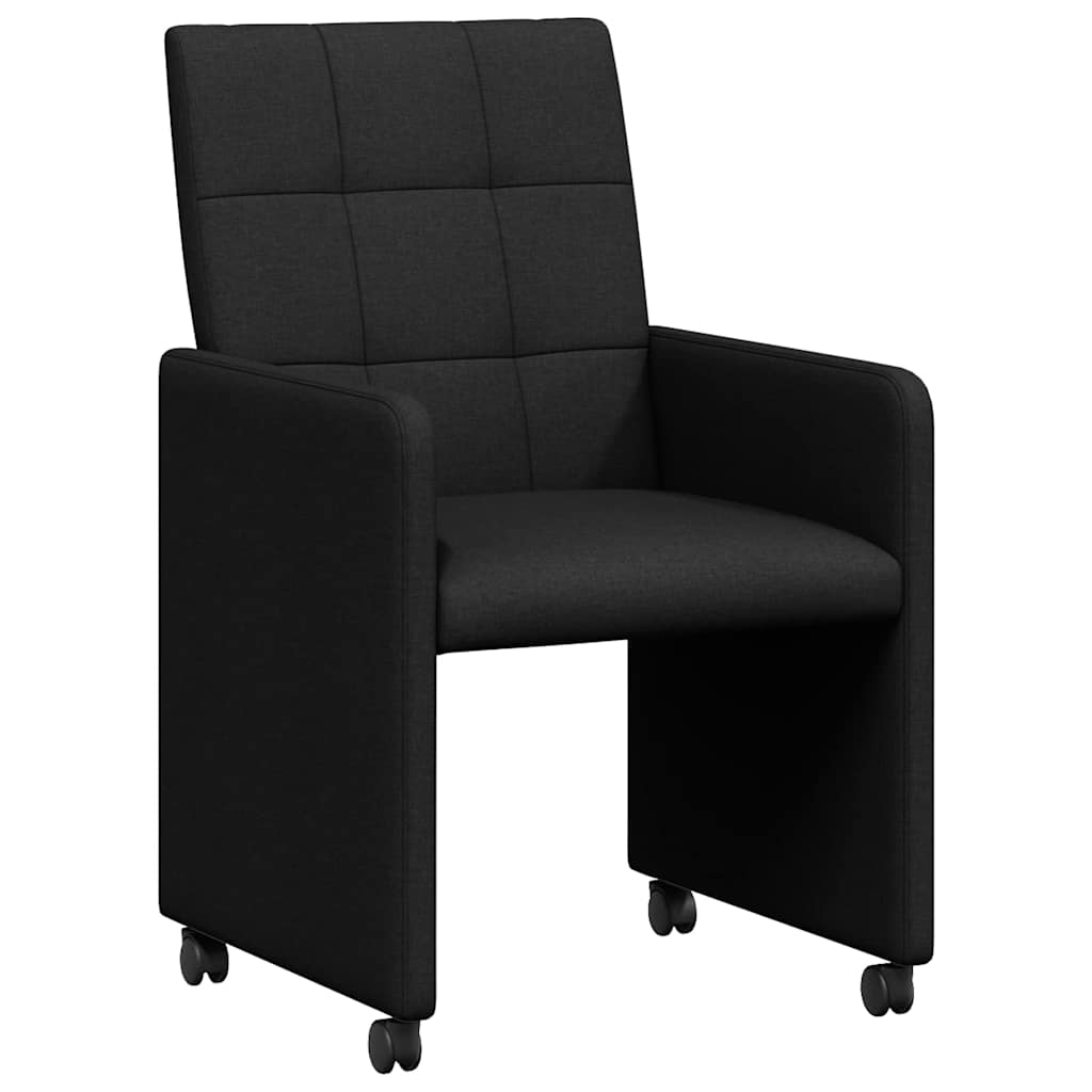 Καρέκλες Φαγητού με Ρόδες 2 pcs Μαύρο 58 x 65 x 94 εκ ύφασμα