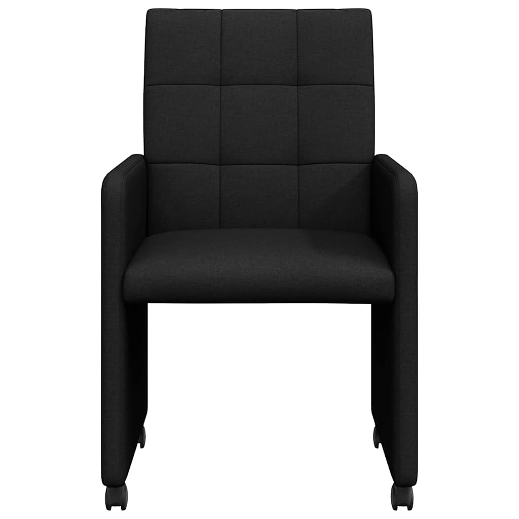 Καρέκλες Φαγητού με Ρόδες 2 pcs Μαύρο 58 x 65 x 94 εκ ύφασμα