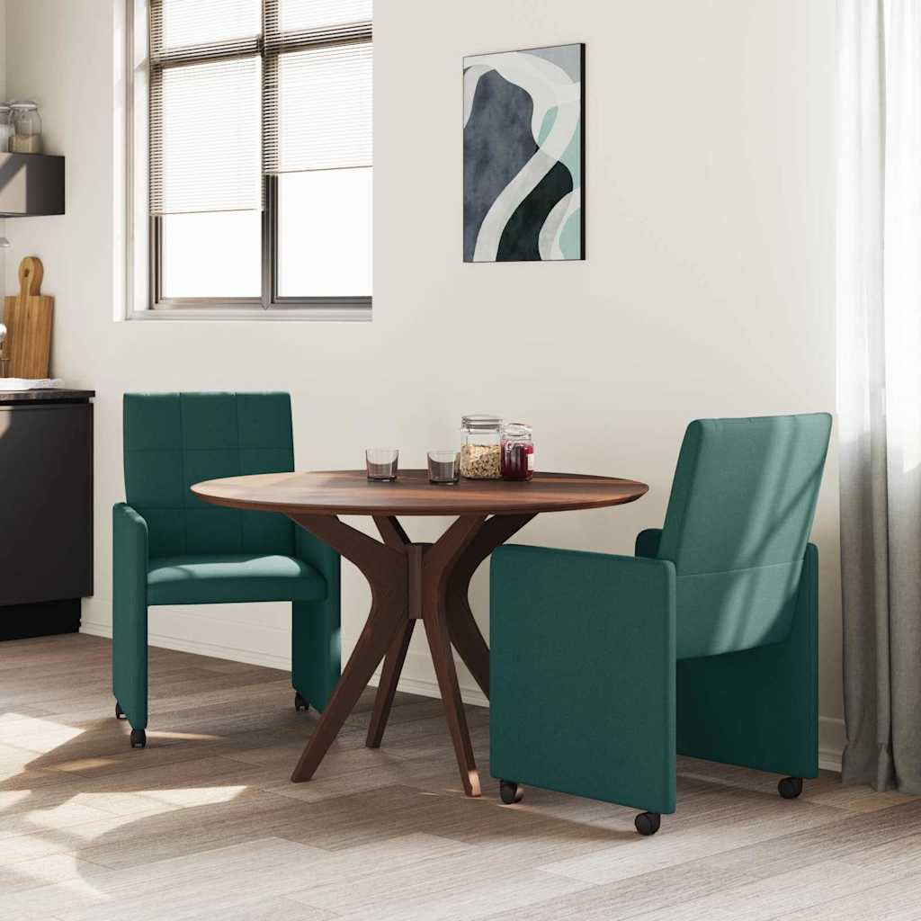 Καρέκλες Φαγητού με Ρόδες 2 pcs Σκούρο πράσινο 58 x 65 x 94 εκ