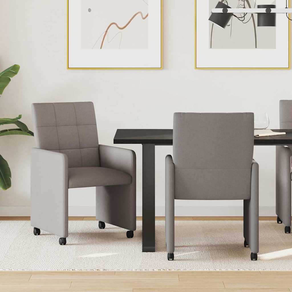 Καρέκλες Φαγητού με Ρόδες 2 pcs Taupe 58 x 65 x 94 εκ ύφασμα