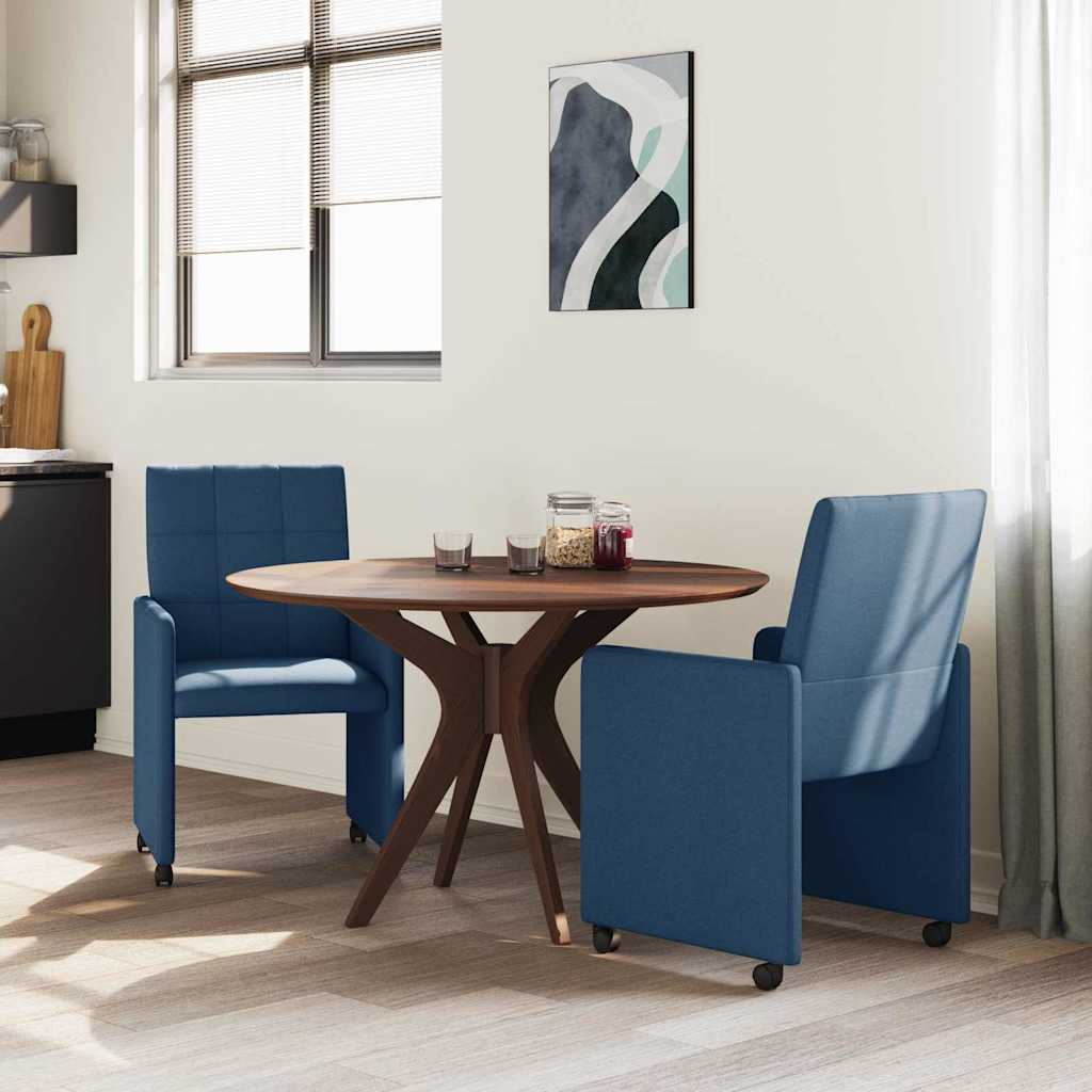 Καρέκλες Φαγητού με Ρόδες 2 pcs Μπλε 58 x 65 x 94 εκ ύφασμα
