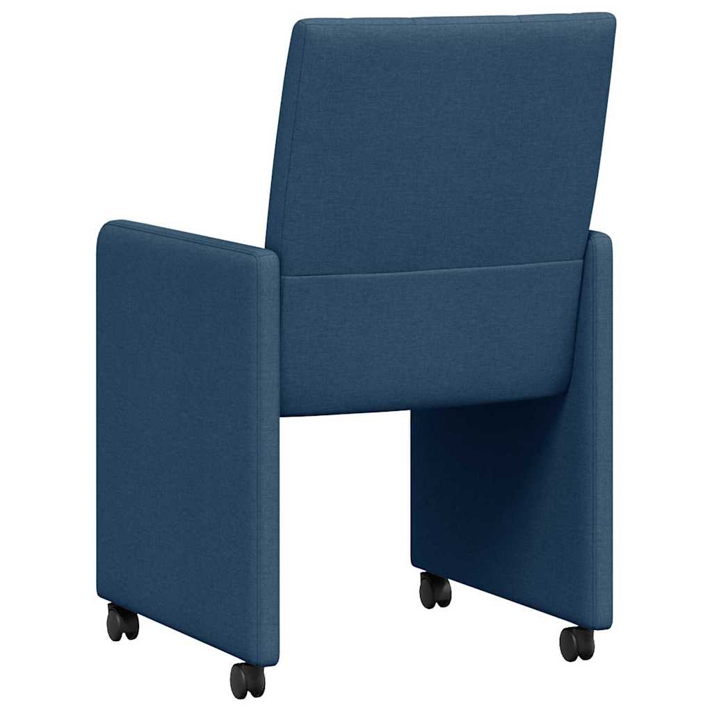 Καρέκλες Φαγητού με Ρόδες 2 pcs Μπλε 58 x 65 x 94 εκ ύφασμα