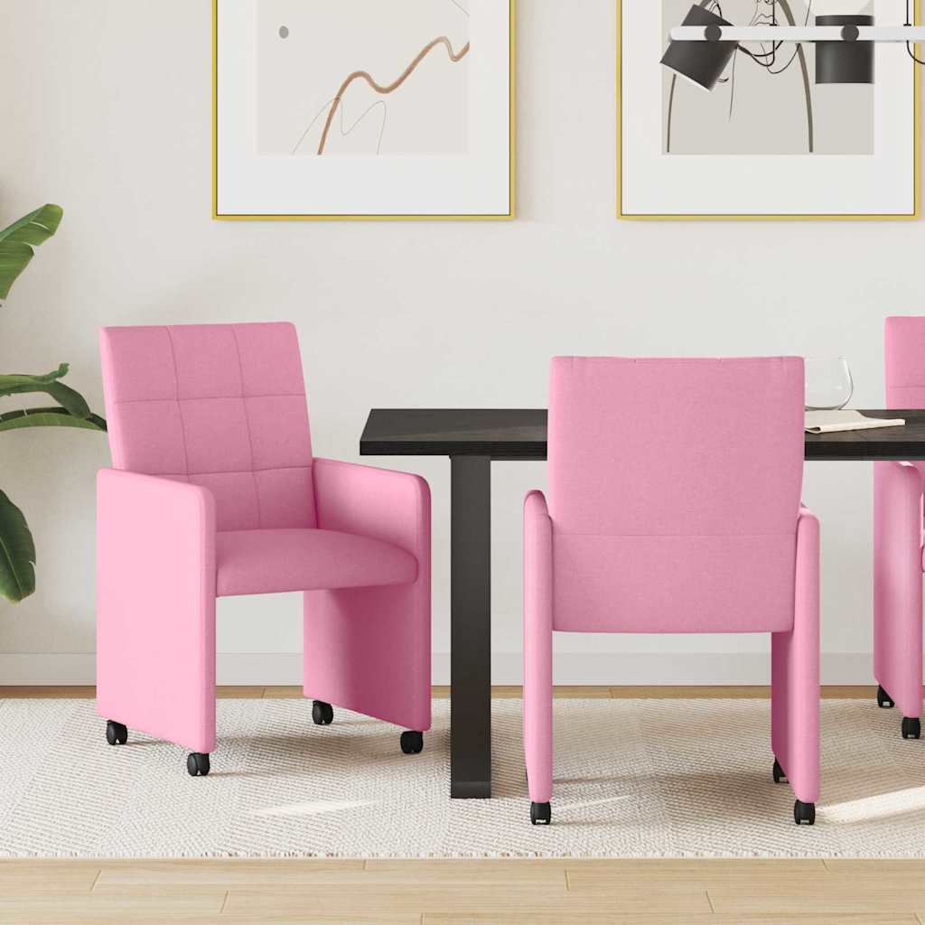 Καρέκλες Φαγητού με Ρόδες 2 pcs Ροζ 58 x 65 x 94 εκ ύφασμα