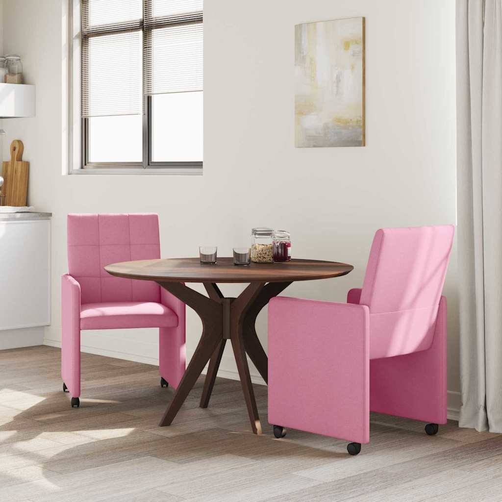 Καρέκλες Φαγητού με Ρόδες 2 pcs Ροζ 58 x 65 x 94 εκ ύφασμα