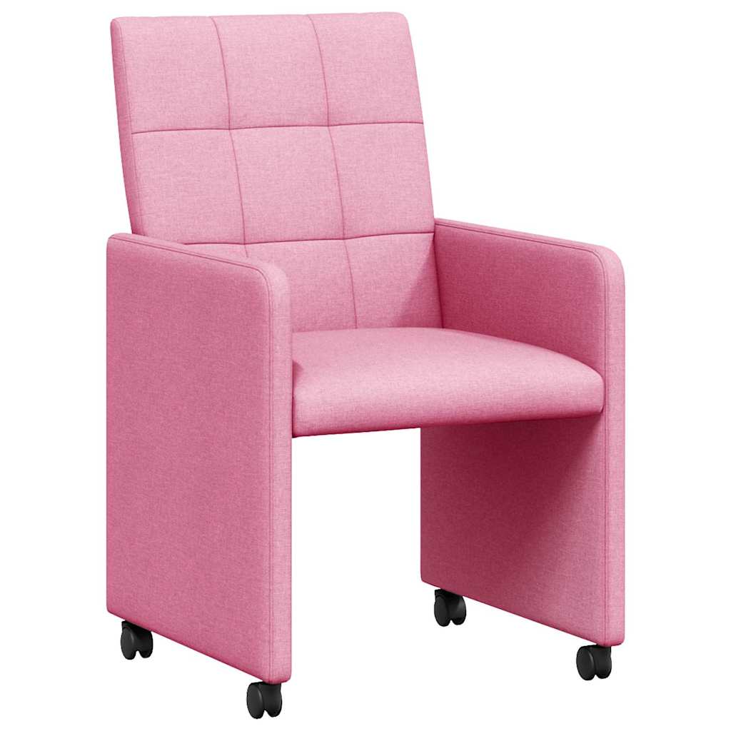 Καρέκλες Φαγητού με Ρόδες 2 pcs Ροζ 58 x 65 x 94 εκ ύφασμα