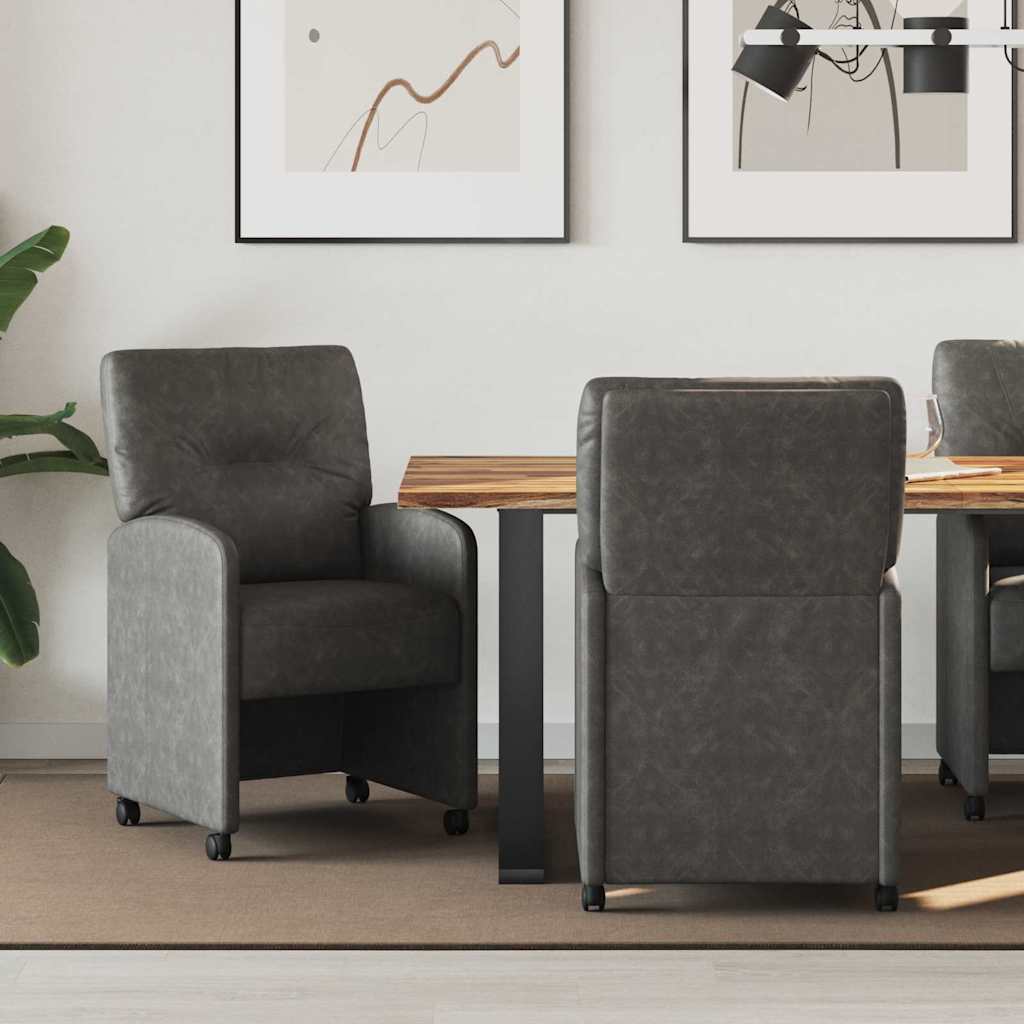 Καρέκλες Φαγητού με Ρόδες 2 pcs Μαύρο 57 x 67 x 95 εκ - Pakobazaar