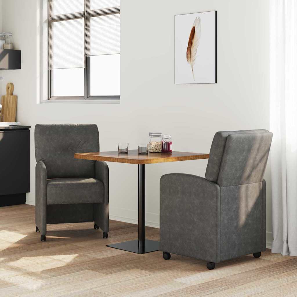 Καρέκλες Φαγητού με Ρόδες 2 pcs Μαύρο 57 x 67 x 95 εκ - Pakobazaar