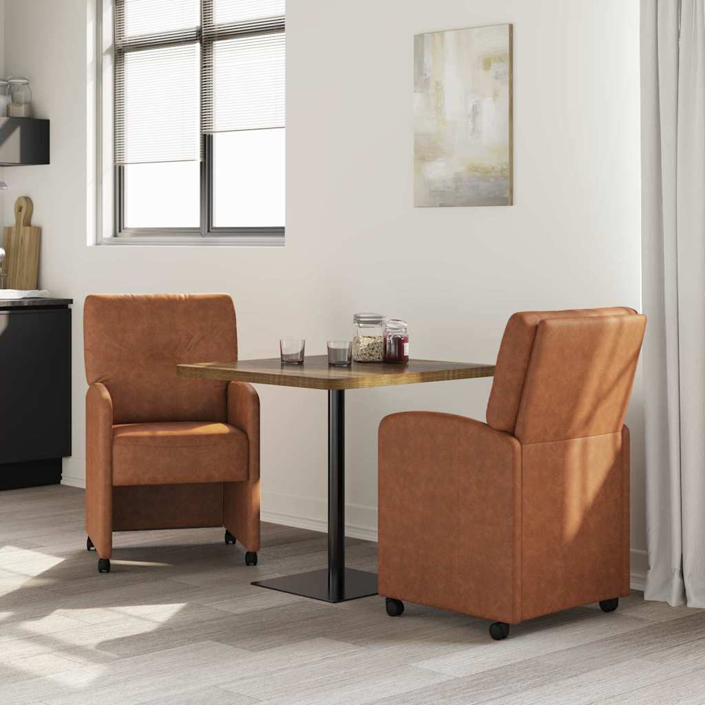 Καρέκλες Φαγητού με Ρόδες με τροχούς 2 pcs Καφέ 57 x 67 x 95 εκ - Pakobazaar