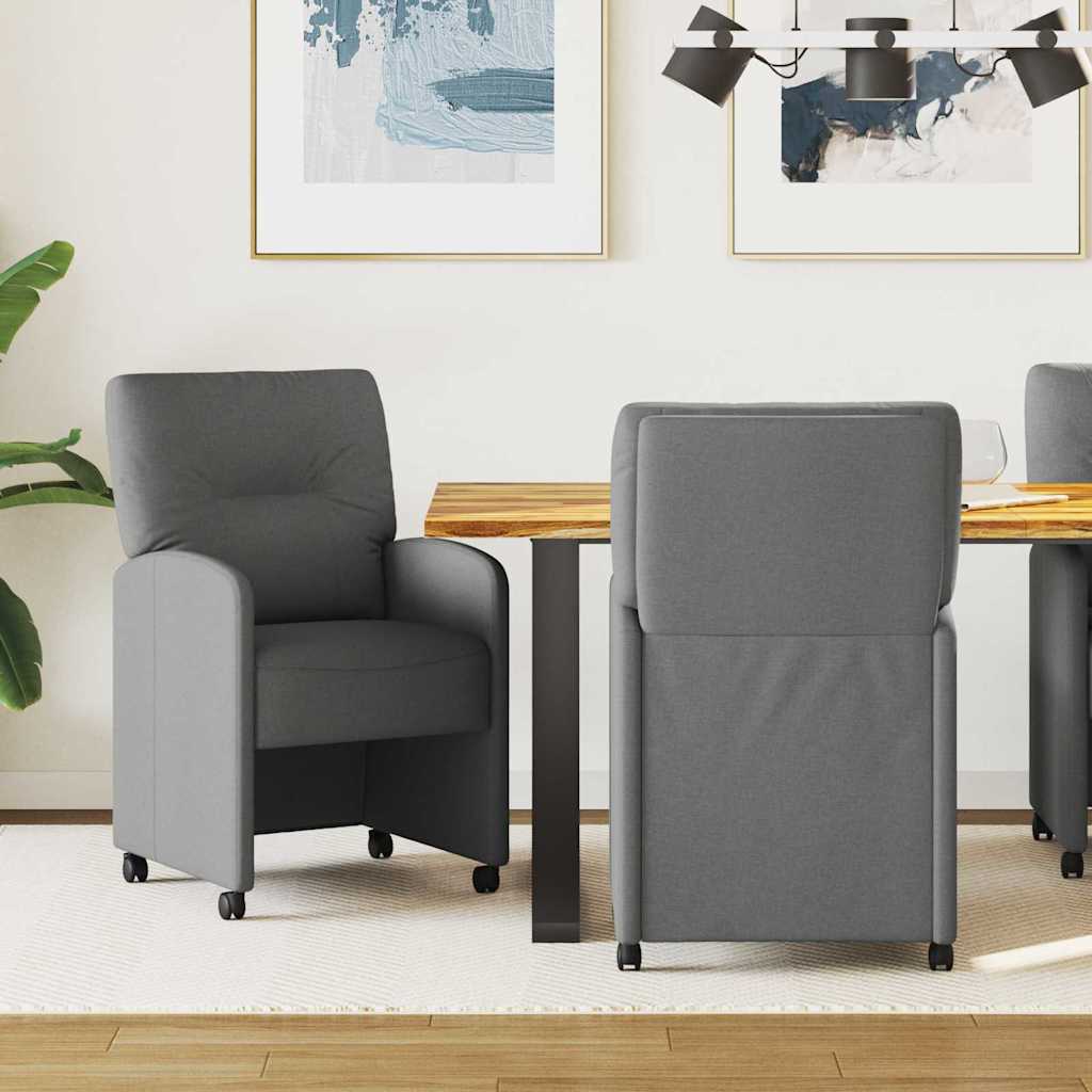 Καρέκλες Φαγητού με Ρόδες 2 pcs Σκούρο γκρι 57 x 67 x 95 εκ