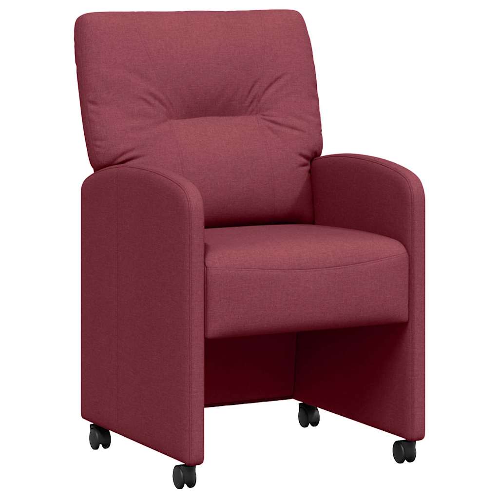Καρέκλες Φαγητού με Ρόδες 2 pcs Μπορντό 57 x 67 x 95 εκ ύφασμα