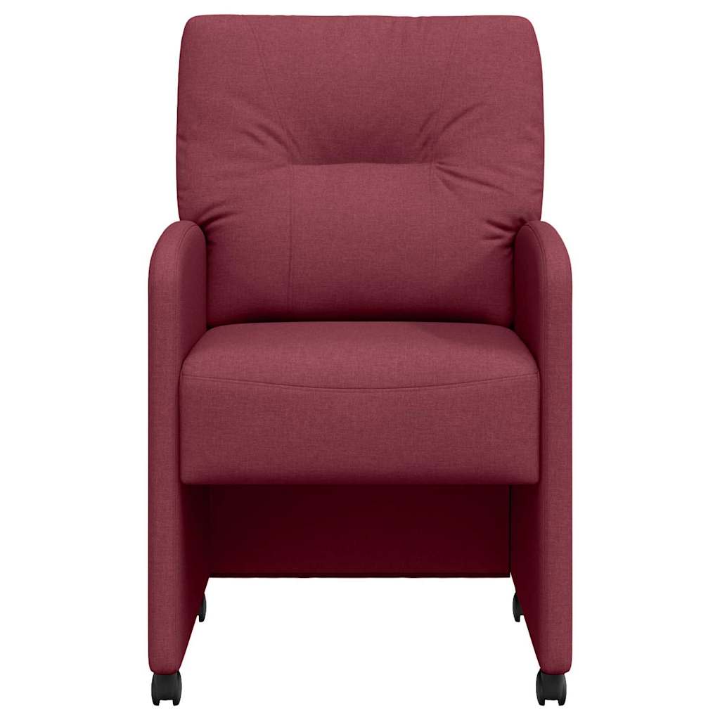Καρέκλες Φαγητού με Ρόδες 2 pcs Μπορντό 57 x 67 x 95 εκ ύφασμα