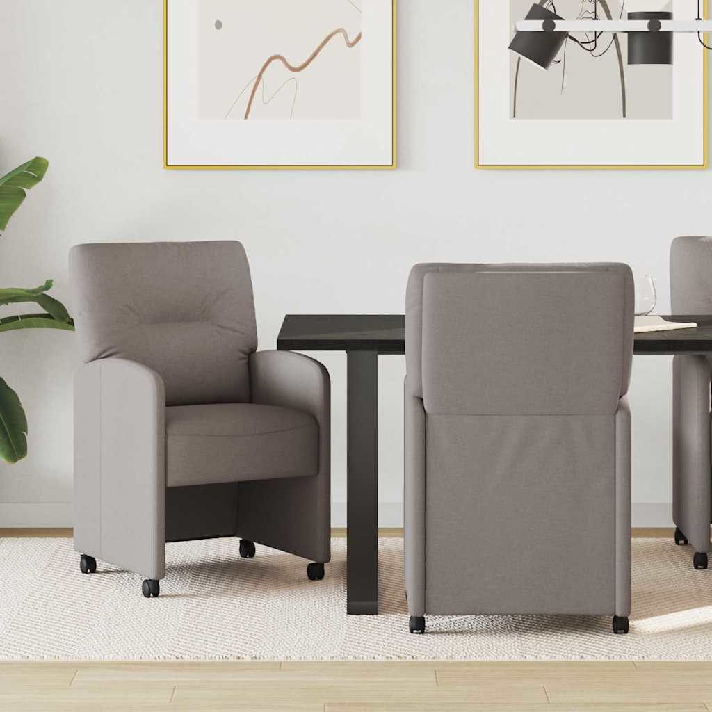 Καρέκλες Φαγητού με Ρόδες 2 pcs Taupe 57 x 67 x 95 εκ ύφασμα - Pakobazaar