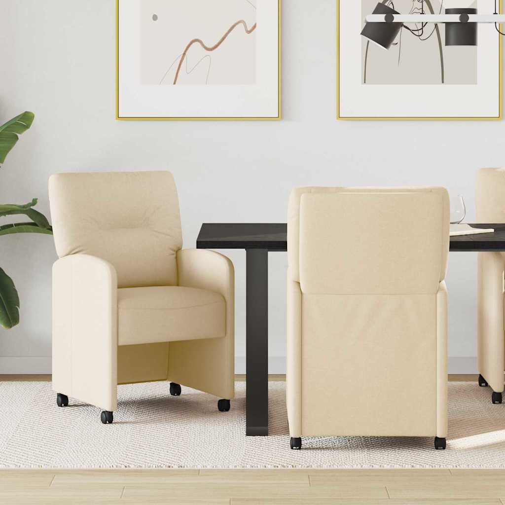 Καρέκλες Φαγητού με Ρόδες 2 pcs Κρεμ 57 x 67 x 95 εκ ύφασμα - Pakobazaar