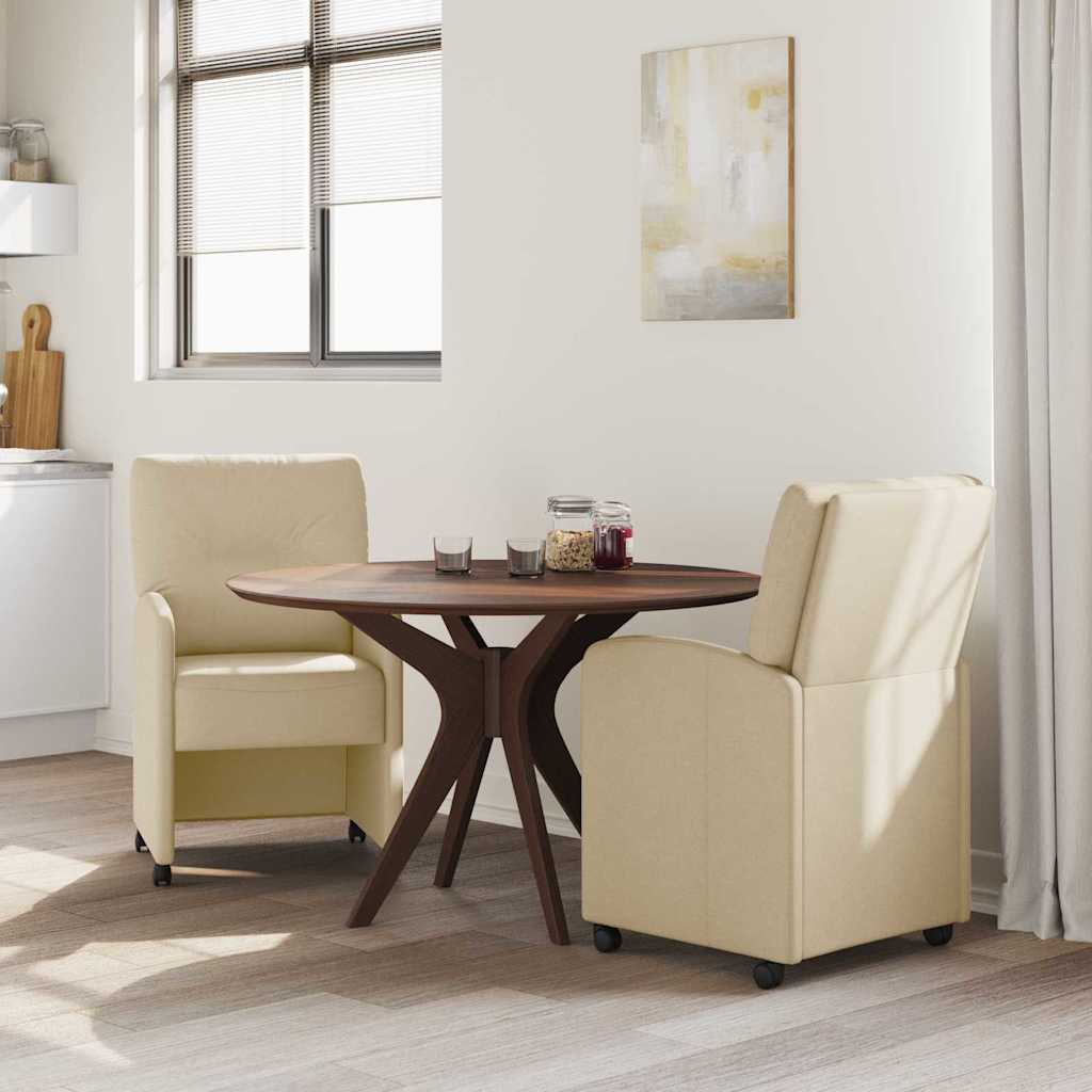 Καρέκλες Φαγητού με Ρόδες 2 pcs Κρεμ 57 x 67 x 95 εκ ύφασμα - Pakobazaar