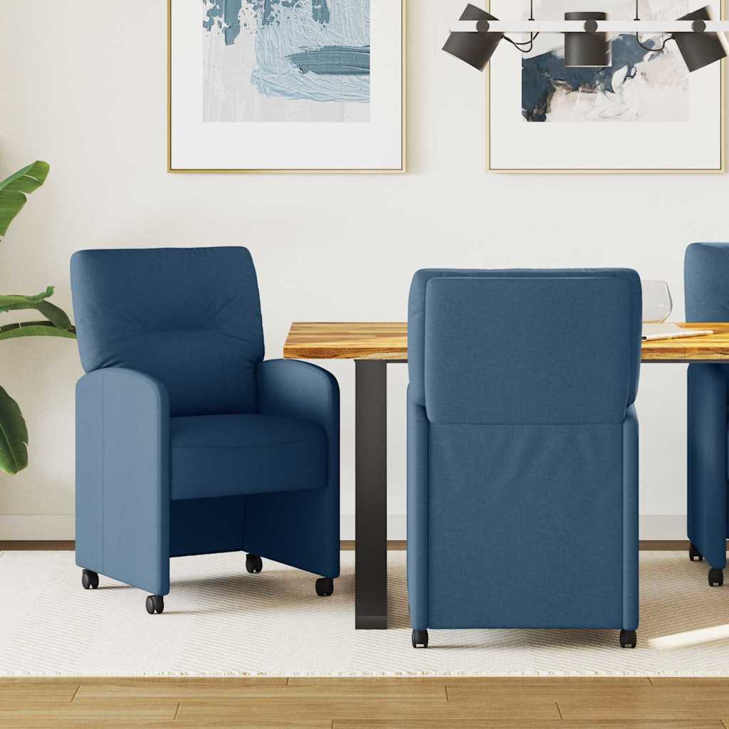 Καρέκλες Φαγητού με Ρόδες 2 pcs Μπλε 57 x 67 x 95 εκ ύφασμα - Pakobazaar
