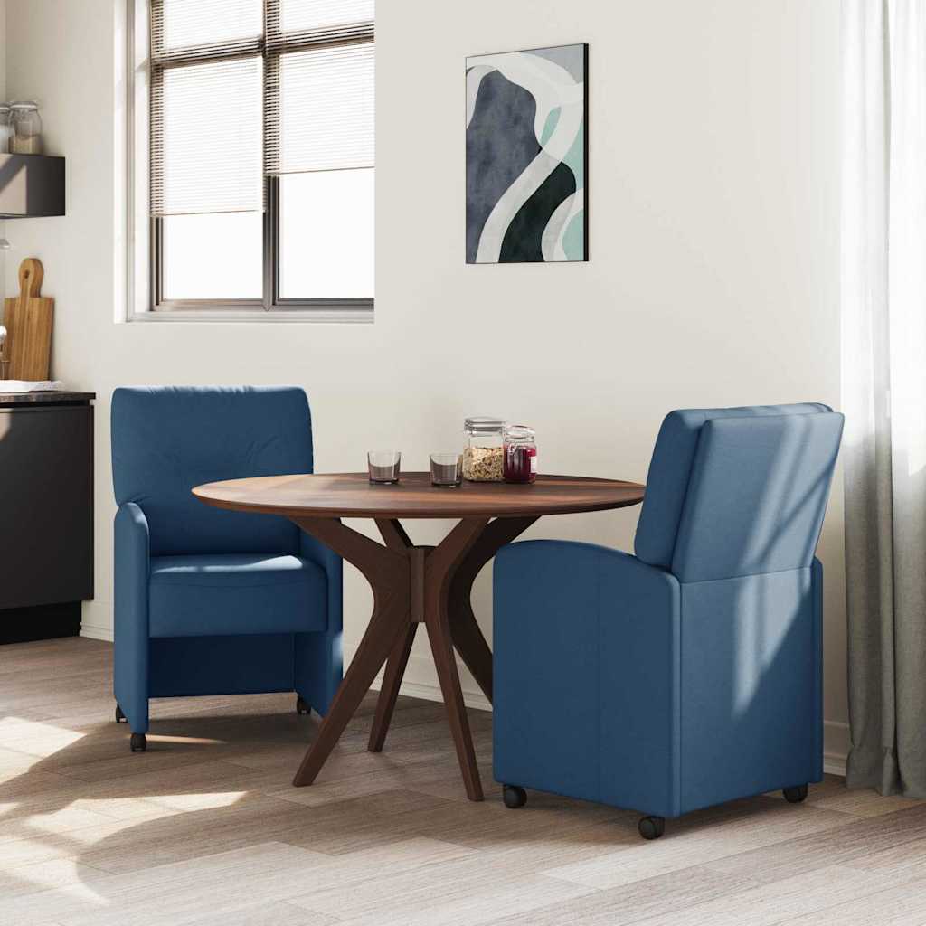 Καρέκλες Φαγητού με Ρόδες 2 pcs Μπλε 57 x 67 x 95 εκ ύφασμα - Pakobazaar