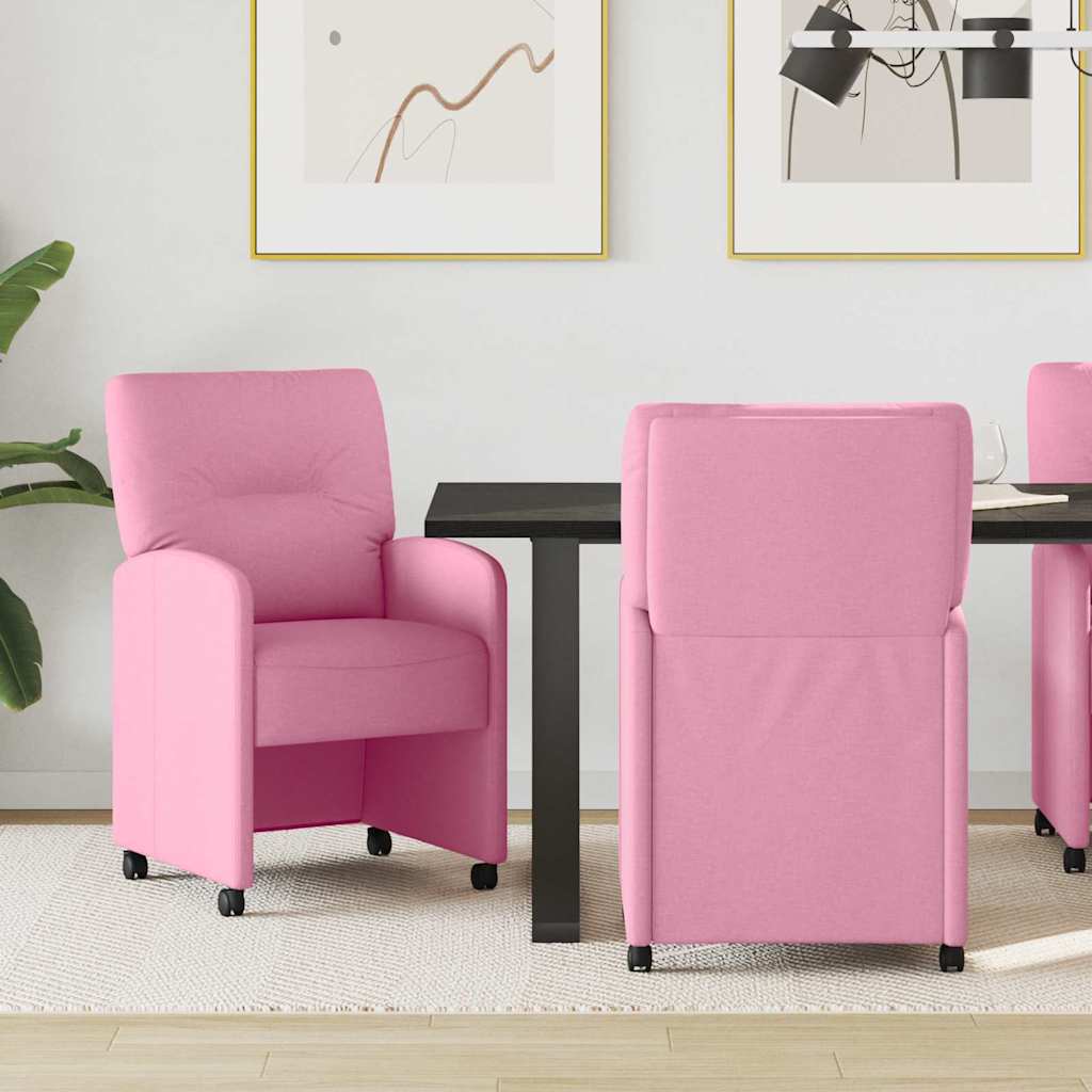 Καρέκλες Φαγητού με Ρόδες 2 pcs Ροζ 57 x 67 x 95 εκ ύφασμα - Pakobazaar