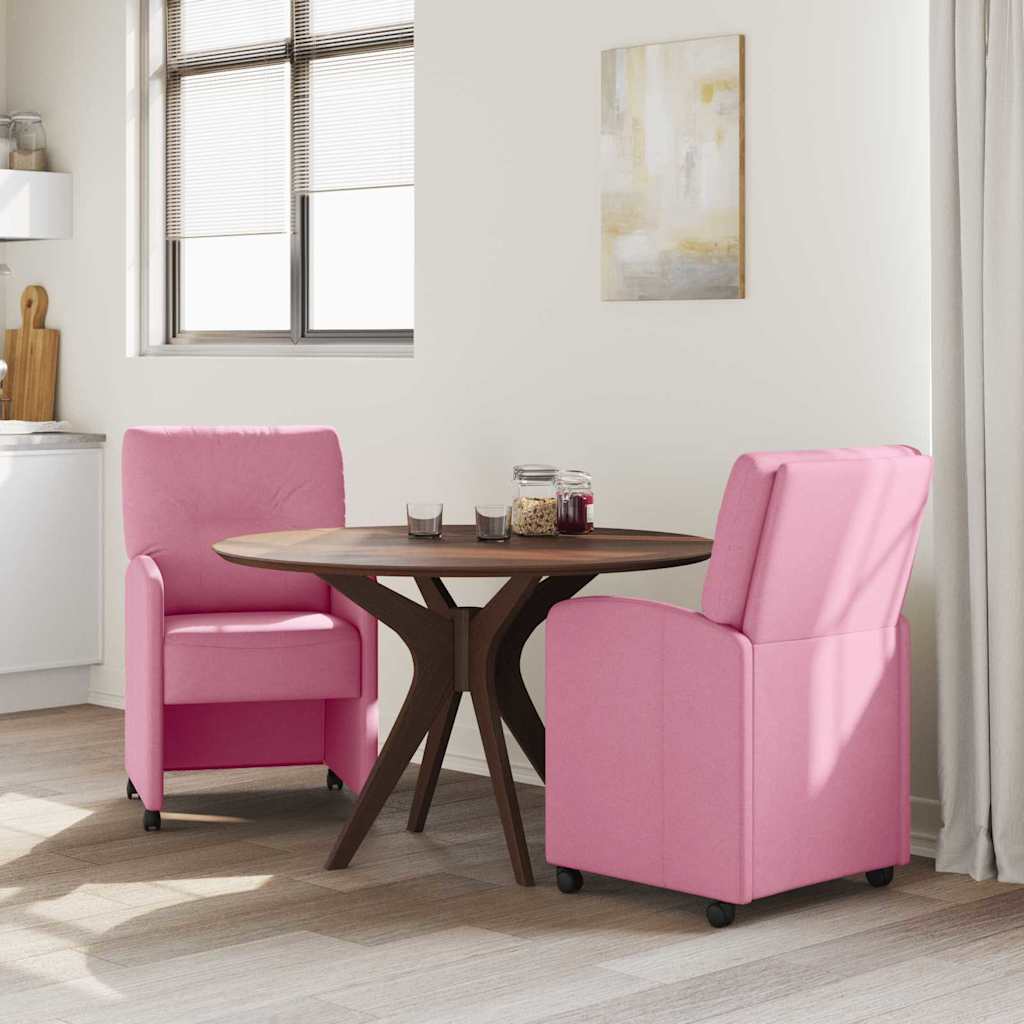 Καρέκλες Φαγητού με Ρόδες 2 pcs Ροζ 57 x 67 x 95 εκ ύφασμα - Pakobazaar